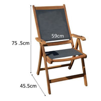 Chaise de jardin Bois d'acacia Textile Gris (2 Unités) (59 x 45,5 x 75,5 cm)