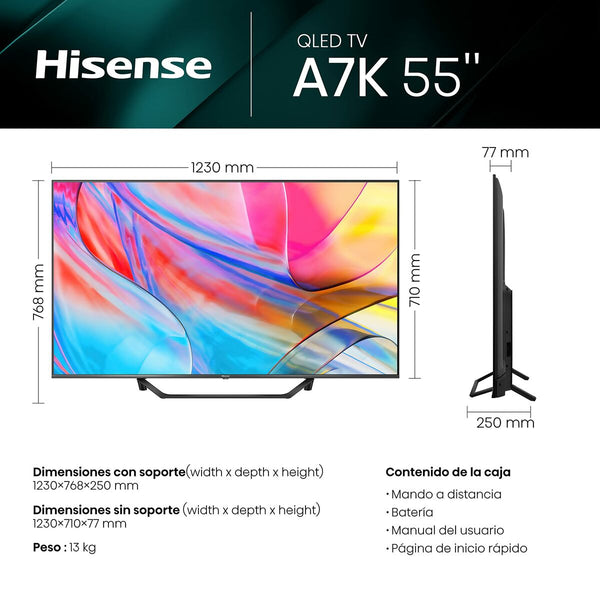 TV intelligente Hisense 55A7KQ 55" 4K ULTRA HD QLED WI-FI 4K Ultra HD 55" QLED
