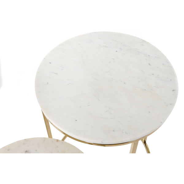 Jeu de 2 tables DKD Home Decor Blanc Doré Aluminium Marbre 46 x 46 x 58 cm