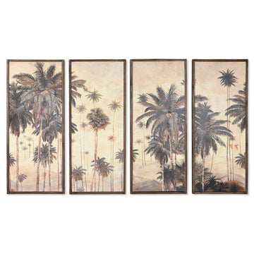 Jeu de 4 tableaux DKD Home Decor Palmiers Colonial 200 x 4 x 120 cm