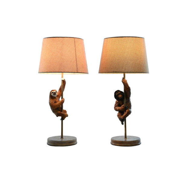 Lampe de bureau Home ESPRIT Marron Métal Résine 50 W 220 V 26 x 26 x 53,5 cm (2 Unités)