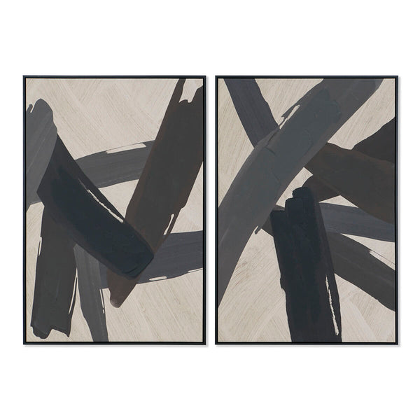 Cadre Home ESPRIT Marron Noir Beige Abstrait Moderne 83 x 4,5 x 123 cm (2 Unités)