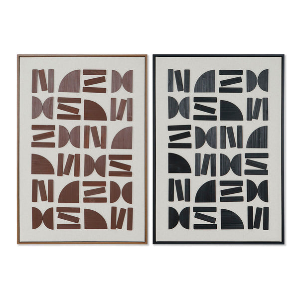 Cadre Home ESPRIT Marron Noir Beige Abstrait Moderne 63 x 3,8 x 93 cm (2 Unités)