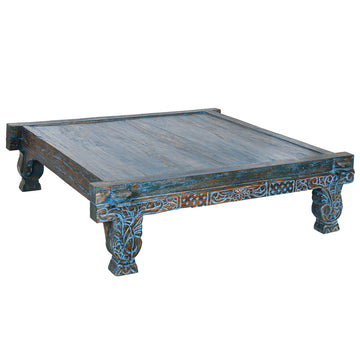 Table Basse Home ESPRIT Bleu bois de teck 150 x 150 x 40 cm