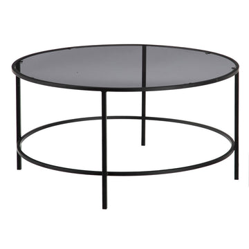 Table Basse Noir Gris Verre Fer 90 x 90 x 45,5 cm