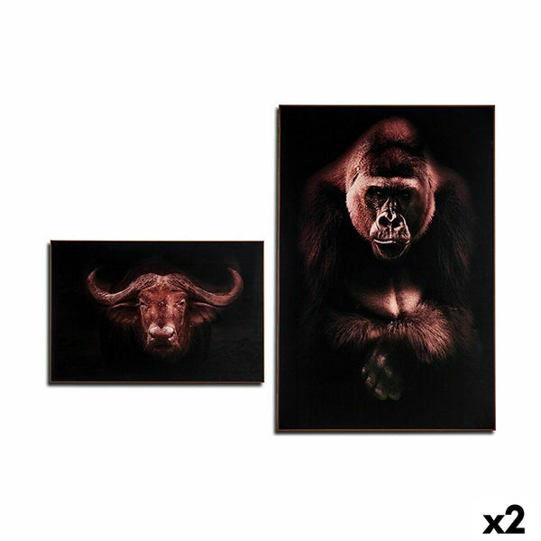 Cadre Gorille bufalo Contre-plaqué 81,5 x 3 x 121,5 cm (2 Unités)