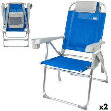 Chaise Pliante avec Repose-Tête Aktive 47 x 99 x 63 cm Bleu (2 Unités)