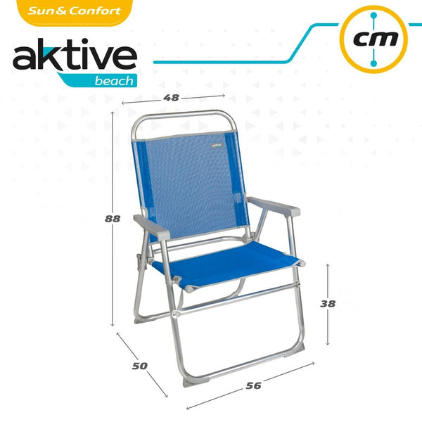 Chaise de Plage Aktive Gomera Bleu 48 x 88 x 50 cm Aluminium Pliable (4 Unités)