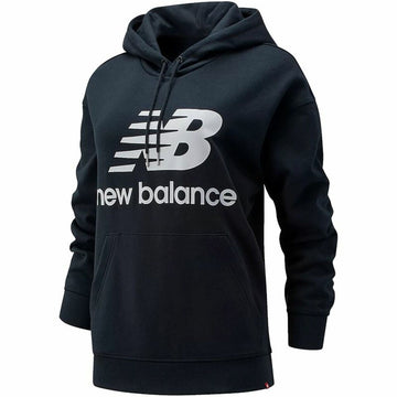 Sweat à capuche femme New Balance Essentials Stacked Logo Noir