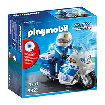 Moto de police City Action Playmobil 6923 LED Blanc
