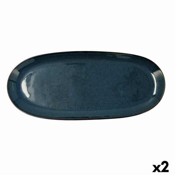 Plat à Gratin Bidasoa Ikonic Céramique Bleu (36 x 16 cm) (Pack 2x)