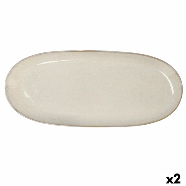 Plat à Gratin Bidasoa Ikonic Blanc Céramique (36 x 16 cm) (Pack 2x)