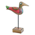 Figurine Décorative DKD Home Decor Holly Fest Oiseau Métal Bois de manguier (24 x 8 x 31 cm)