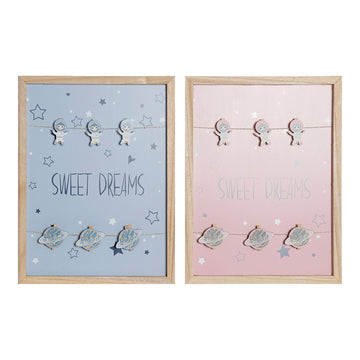 Cadre Photos avec Pinces DKD Home Decor Sweet Dreams Bois MDF (40 x 40 x 3 cm) (2 pcs)