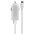 Chargeur USB pour Voiture + Câble Lightning MFi Contact 2.1A Blanc
