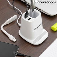 Chargeur Sans Fil avec Support- Organisateur et Lampe LED USB 5 en 1 DesKing InnovaGoods
