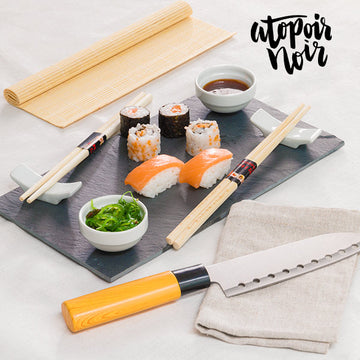 Ensemble pour Sushi avec Plateau en Ardoise Atopoir Noir (9 Pièces)